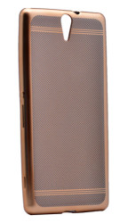 Sony Xperia C5 Ultra Kılıf Zore Storm Silikon Gold