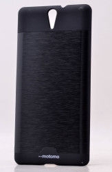 Sony Xperia C5 Ultra Kılıf Zore Metal Motomo Kapak Siyah