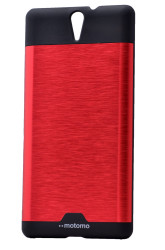 Sony Xperia C5 Ultra Kılıf Zore Metal Motomo Kapak Kırmızı
