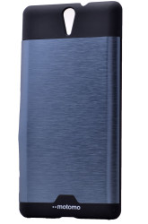 Sony Xperia C5 Ultra Kılıf Zore Metal Motomo Kapak Lacivert