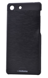 Sony Xperia M5 Kılıf Zore Metal Motomo Kapak Siyah