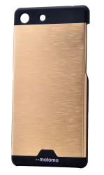 Sony Xperia M5 Kılıf Zore Metal Motomo Kapak Gold