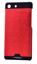 Sony Xperia M5 Kılıf Zore Metal Motomo Kapak Kırmızı