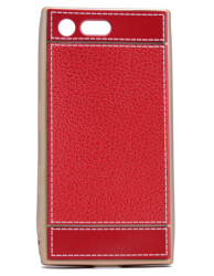 Sony Xperia X Compact Kılıf Zore Deri Lazer Kaplama Silikon Kırmızı