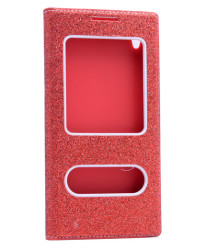Sony Xperia XA Ultra Kılıf Zore Simli Dolce Kapaklı Kılıf Kırmızı