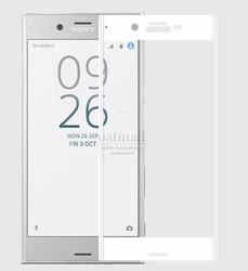 Sony Xperia XZ1 Zore Ekranı Tam Kaplayan Düz Cam Koruyucu Beyaz