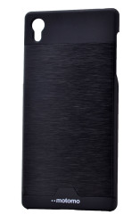 Sony Xperia Z5 Kılıf Zore Metal Motomo Kapak Siyah