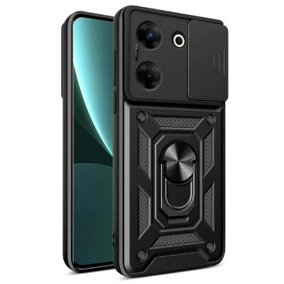 Tecno Camon 20 Case Magnetic Stand Camera Protector Zore Sliding Vega Cover Black