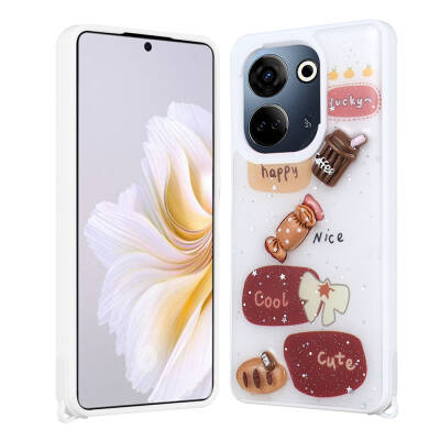 Tecno Camon 20 Pro 4G Case Shining Glitter Relief Figured Zore Cevze Cover White