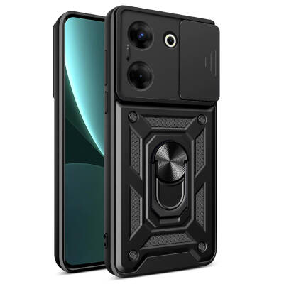 Tecno Camon 20 Pro 5G Case Magnetic Stand Camera Protector Zore Sliding Vega Cover Black