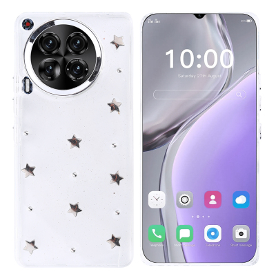 Tecno Camon 30 Case Airbag Design Glitter Transparent Zore Kutup Cover Yıldız