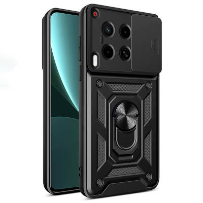 Tecno Camon 30 Case with Magnetic Stand Camera Protection Zore Sliding Vega Cover Black