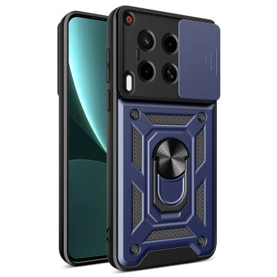 Tecno Camon 30 Case with Magnetic Stand Camera Protection Zore Sliding Vega Cover Blue