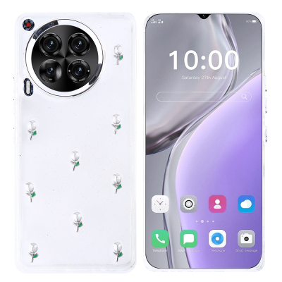 Tecno Camon 30 Kılıf Airbag Tasarımlı Simli Şeffaf Zore Kutup Kapak Lale