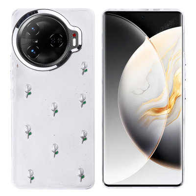 Tecno Camon 30 Pro 5G Case Airbag Design Glitter Transparent Zore Kutup Cover Lale