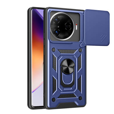 Tecno Camon 30 Pro 5G Case with Magnetic Stand Camera Protection Zore Sliding Vega Cover Blue