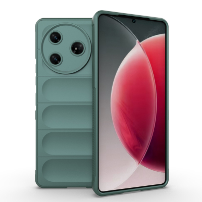 Tecno Camon 30 Pro 5G Kılıf Esnek TPU Oyuklu Arka Yüzey Tasarımlı Zore Etnik Silikon Kapak Koyu Yeşil