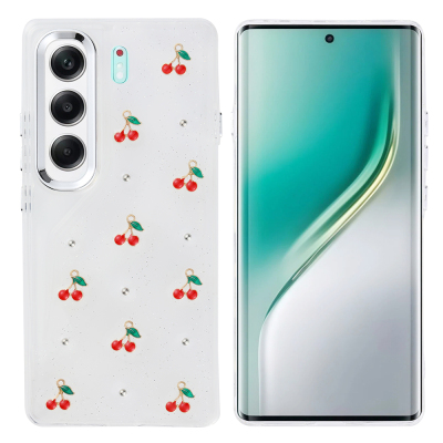 Tecno Camon 40 4G Case Airbag Design Glittery Transparent Zore Kutup Cover Kiraz