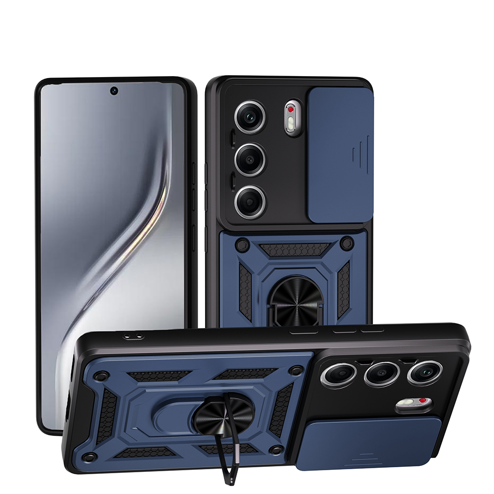 Tecno Camon 40 4G Kılıf Magnetik Standlı Kamera Korumalı Zore Sürgülü Vega Kapak - 1
