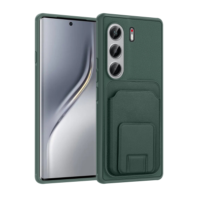 Tecno Camon 40 Pro Case with Card Holder TPU Zore Bikart Cover Dark Green