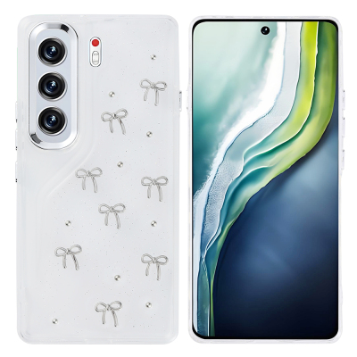 Tecno Camon 40 Pro Kılıf Airbag Tasarımlı Simli Şeffaf Zore Kutup Kapak Fiyonk