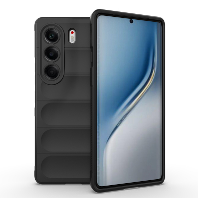 Tecno Camon 40 Pro Kılıf Esnek TPU Oyuklu Arka Yüzey Tasarımlı Zore Etnik Silikon Kapak Siyah