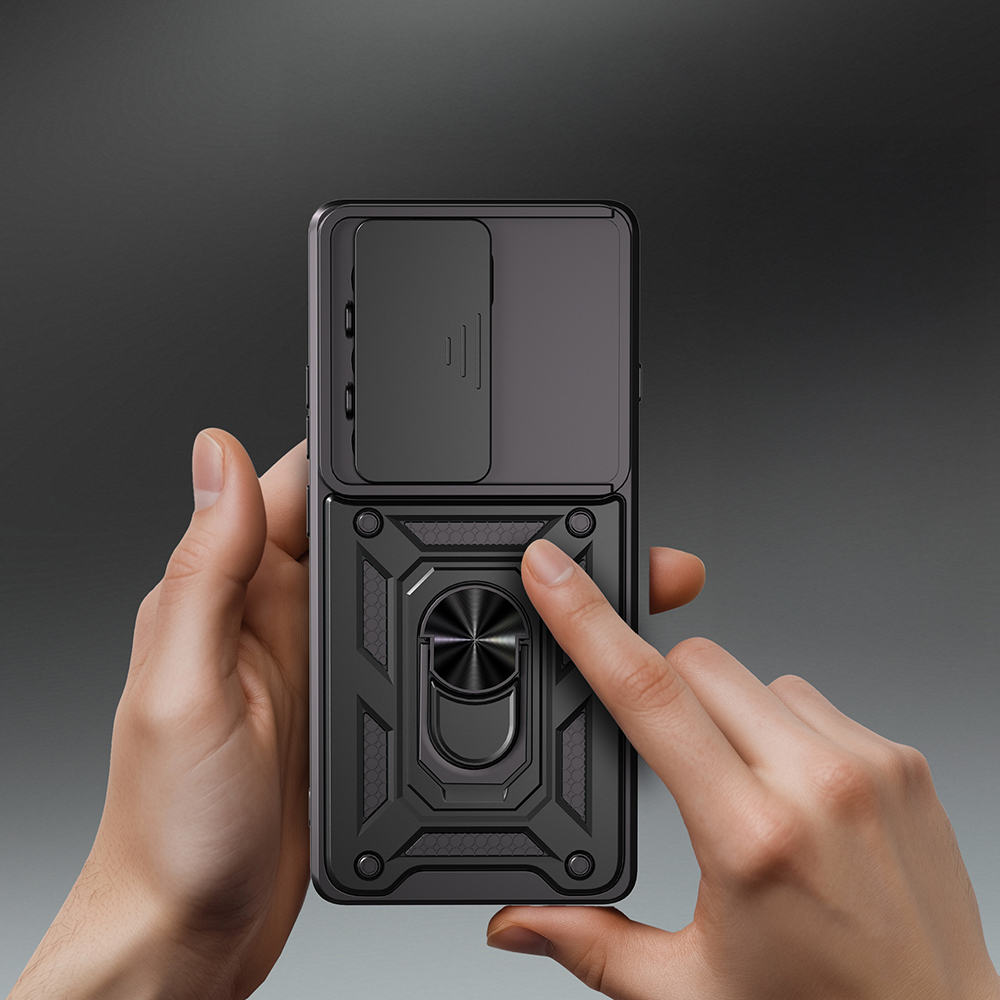 Tecno Camon 40 Pro Kılıf Magnetik Standlı Kamera Korumalı Zore Sürgülü Vega Kapak - 7