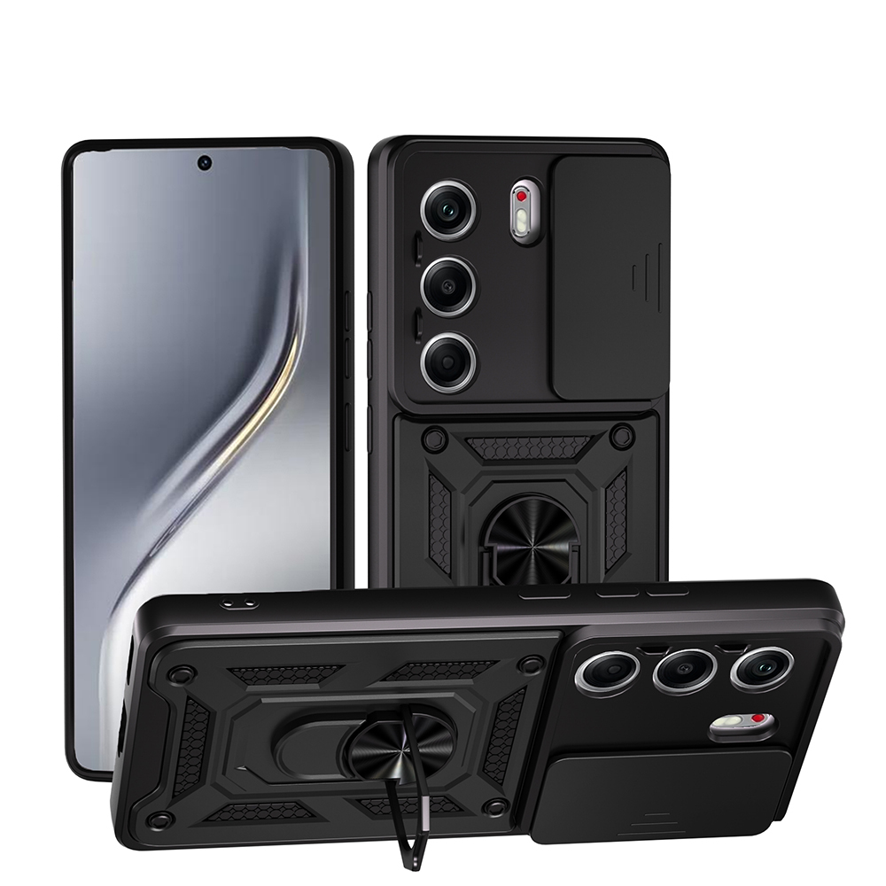 Tecno Camon 40 Pro Kılıf Magnetik Standlı Kamera Korumalı Zore Sürgülü Vega Kapak - 1