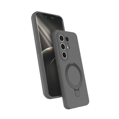 Tecno Camon 50 Pro Kılıf M-safe Şarj Özellikli Standlı Zore Samara Kapak Titanyum-Gri