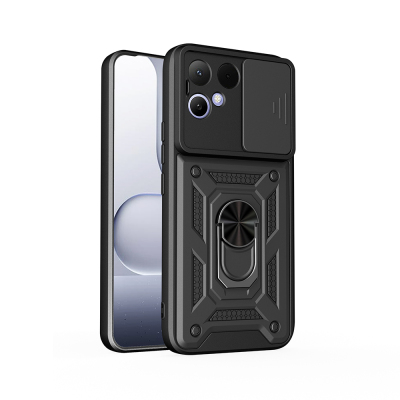Tecno Pova Curve 2 Case with Magnetic Stand and Camera Protection, Zore Sliding Vega Cover Black
