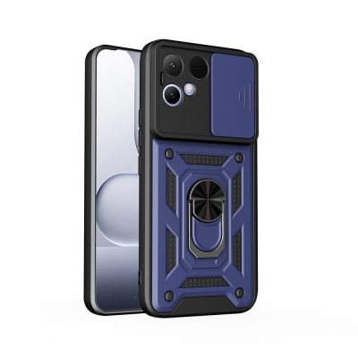 Tecno Pova Curve 2 Case with Magnetic Stand and Camera Protection, Zore Sliding Vega Cover Blue
