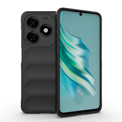 Tecno Spark 20C Kılıf Esnek TPU Oyuklu Arka Yüzey Tasarımlı Zore Etnik Silikon Kapak Siyah