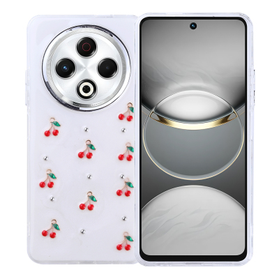 Tecno Spark 30 4G Case Airbag Design Glitter Transparent Zore Kutup Cover Kiraz