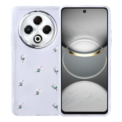 Tecno Spark 30 4G Kılıf Airbag Tasarımlı Simli Şeffaf Zore Kutup Kapak Lale