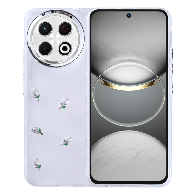 Tecno Spark 30 Pro 5G Kılıf Airbag Tasarımlı Simli Şeffaf Zore Kutup Kapak Lale