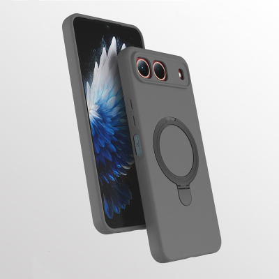 Tecno Spark 40 5G Case with M-safe Charging Stand and Zore Samara Cover Titanyum-Gri