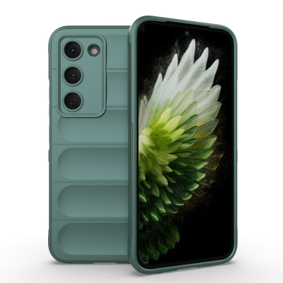 Tecno Spark 40 Pro Kılıf Esnek TPU Oyuklu Arka Yüzey Tasarımlı Zore Etnik Silikon Kapak Koyu Yeşil