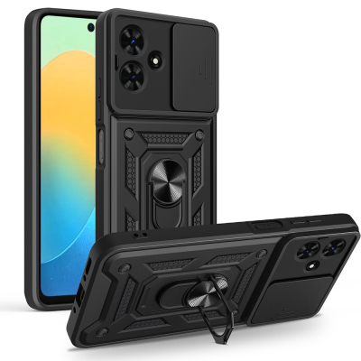 Tecno Spark Go 2 Case with Magnetic Stand and Camera Protection, Zore Sliding Vega Cover Black
