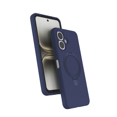 Tecno Spark Go 2 Kılıf M-safe Şarj Özellikli Standlı Zore Samara Kapak Lacivert