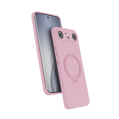 Tecno Spark Slim 5G Kılıf M-safe Şarj Özellikli Standlı Zore Samara Kapak Pembe