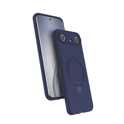 Tecno Spark Slim 5G Kılıf M-safe Şarj Özellikli Standlı Zore Samara Kapak Lacivert