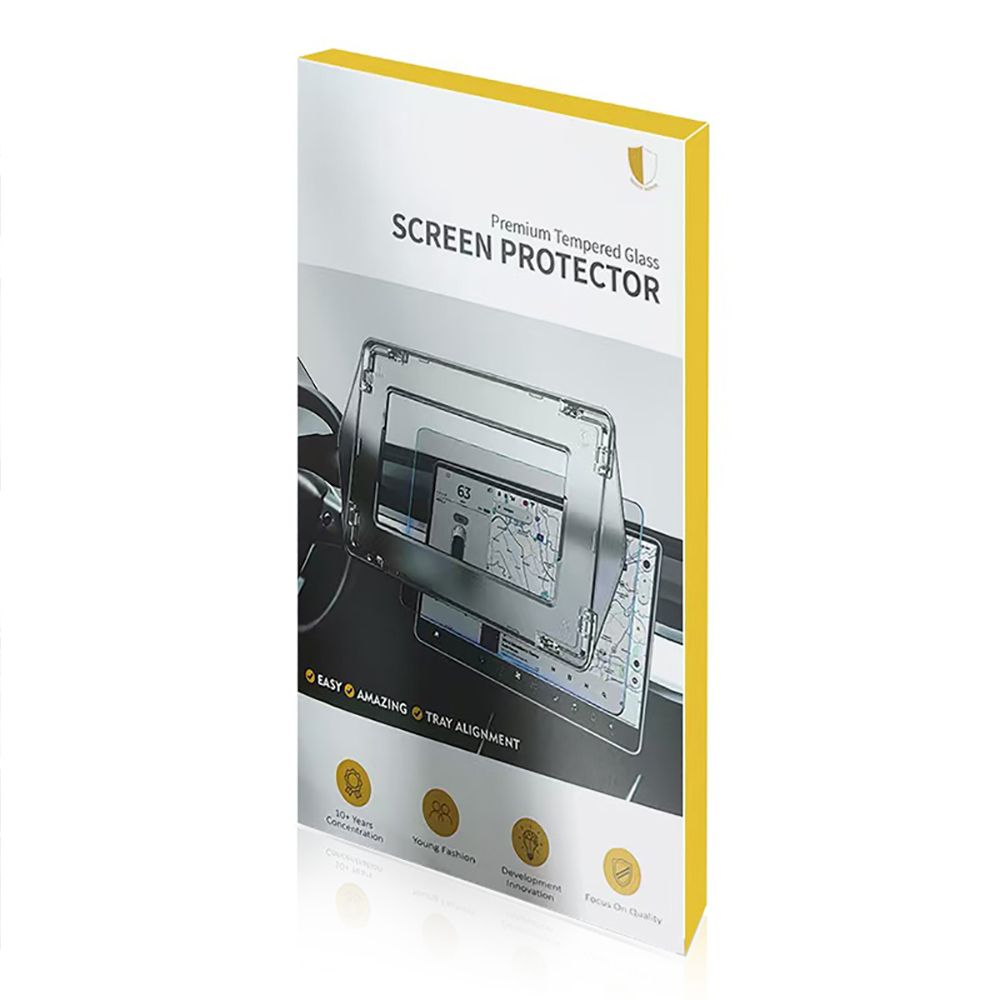 Tesla New Model Y 2in1 Car Multimedia Screen Protector Zore Premium Matte Tempered Glass Screen Protector Application Tool - 8