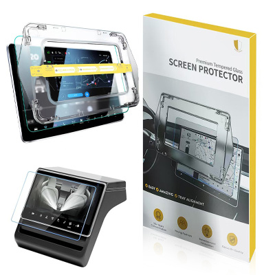 Tesla New Model Y 2in1 Car Multimedia Screen Protector Zore Premium Matte Tempered Glass Screen Protector Application Tool Şeffaf