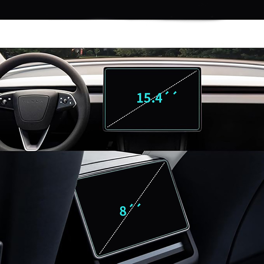 Tesla Yeni Model Y 2in1 Araç Multimedya Ekran Koruyucu Uygulama Aparatlı Zore Premium Mat Temperli Cam Ekran Koruyucu - 7
