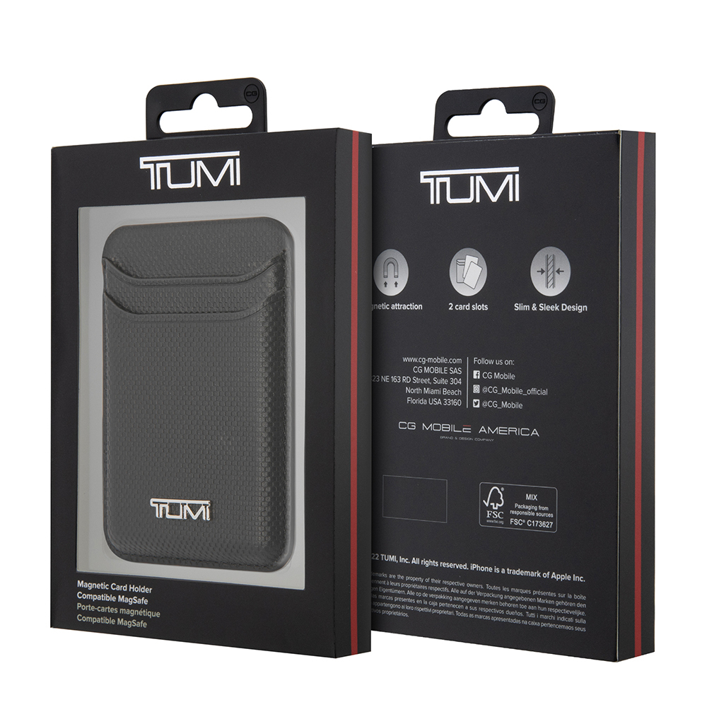 Tumi Original Licensed 2 Chamber Metal Logo Leather Magnetic Card Holder - 11