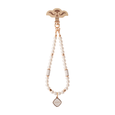 Udemos Ideal Pearl Serisi İnci Taşlı Telefon Bilek Askı İpi Beyaz