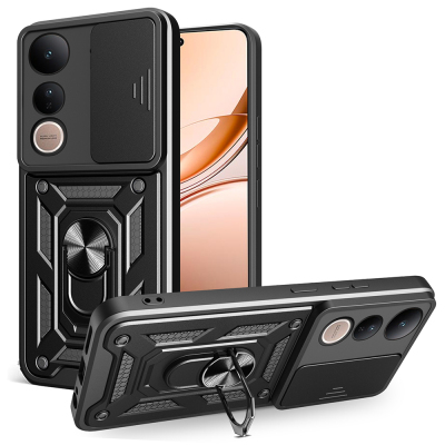 Vivo V50 Lite 4G Case Magnetic Stand Camera Protection Zore Sliding Vega Cover Black