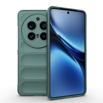 Vivo X200 Pro Kılıf Esnek TPU Oyuklu Arka Yüzey Tasarımlı Zore Etnik Silikon Kapak Koyu Yeşil