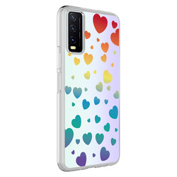 Vivo Y11S Case Zore M-Blue Patterned Cover Heart No3