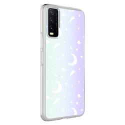 Vivo Y11S Case Zore M-Blue Patterned Cover Moon No4